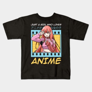 Cute & Funny Just A Girl Who Loves Anime Kids T-Shirt